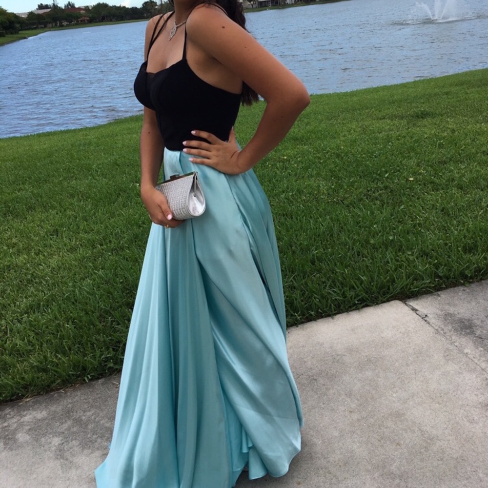 Aqua/black Prom dress